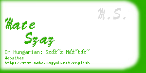 mate szaz business card